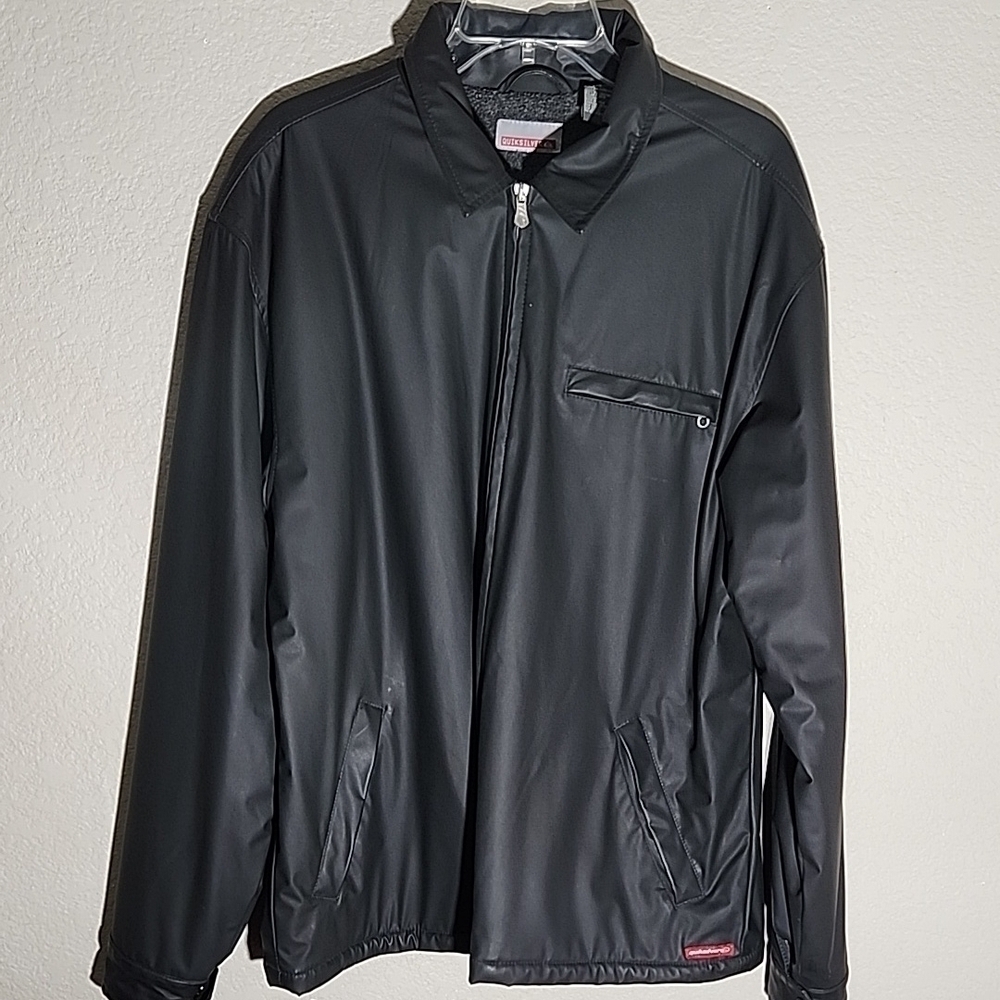 Quiksilver Jacket Mens Large Black Polyurethane Lined Zipper Front